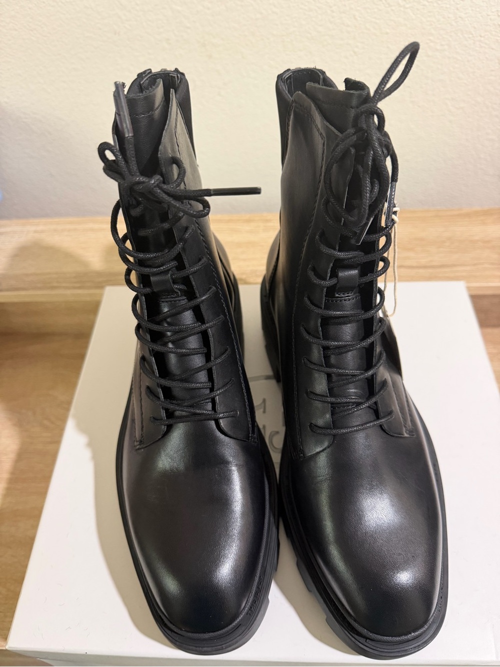 ASH Moody Women's Black Leather Lace-Up Combat Boots